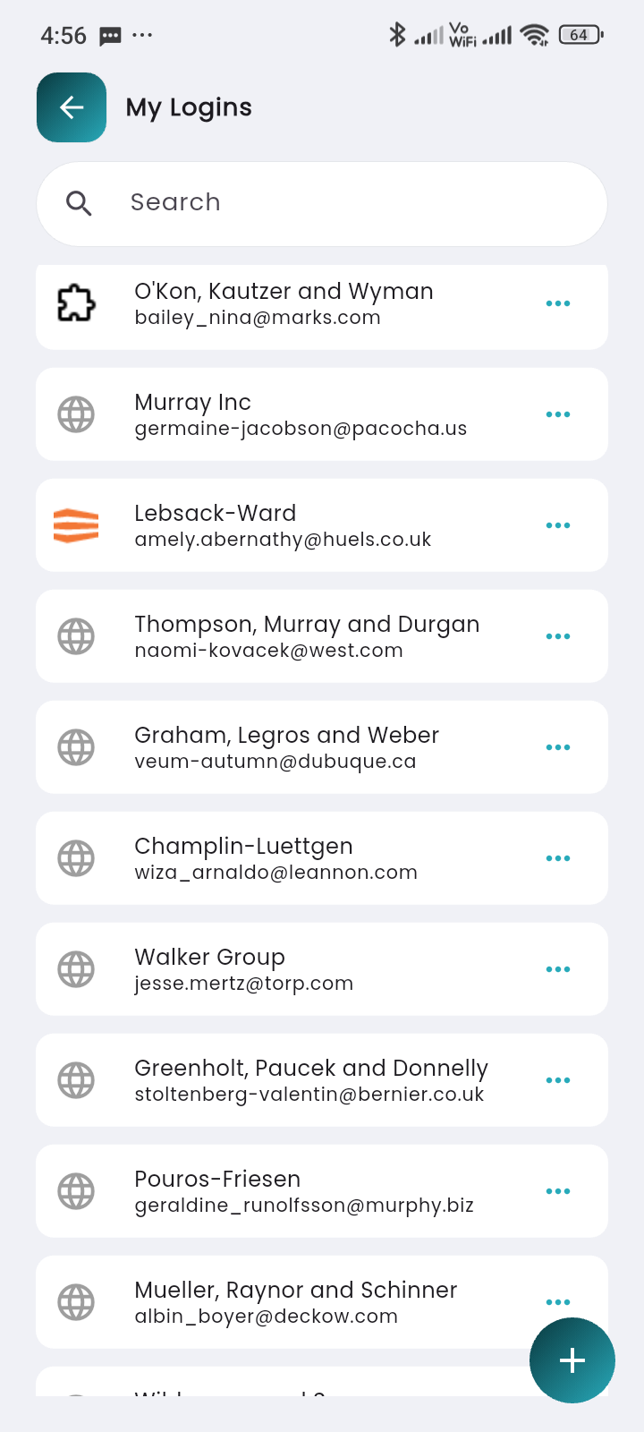Passwords List Screen