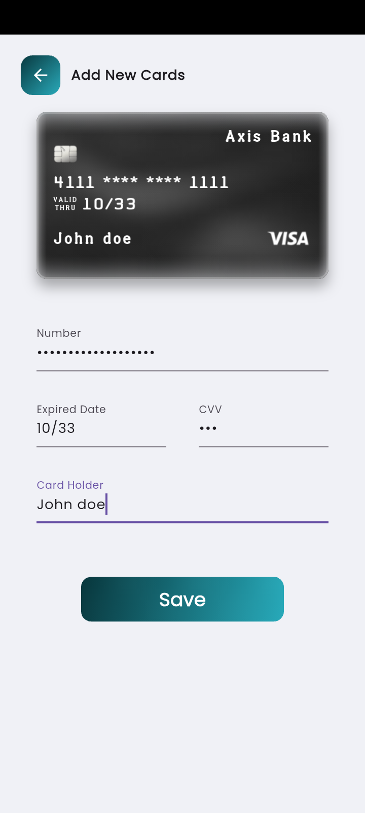 Create Card Screen