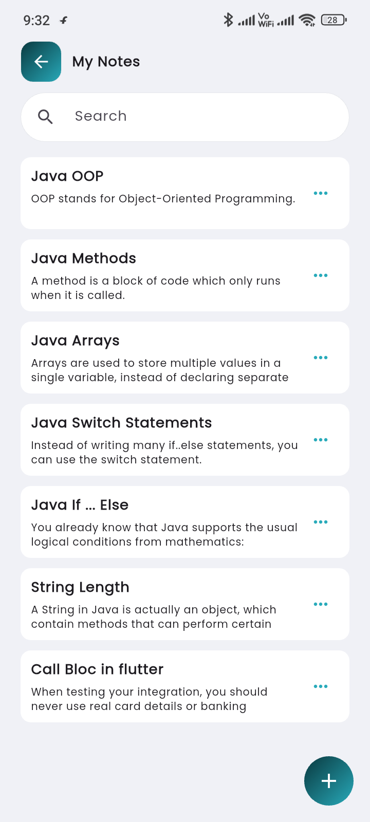Notes List Screen