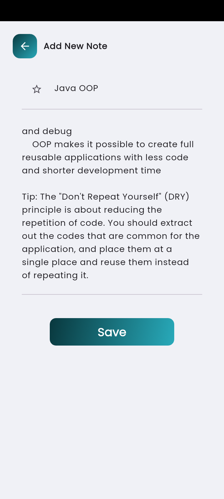 Create Note Screen